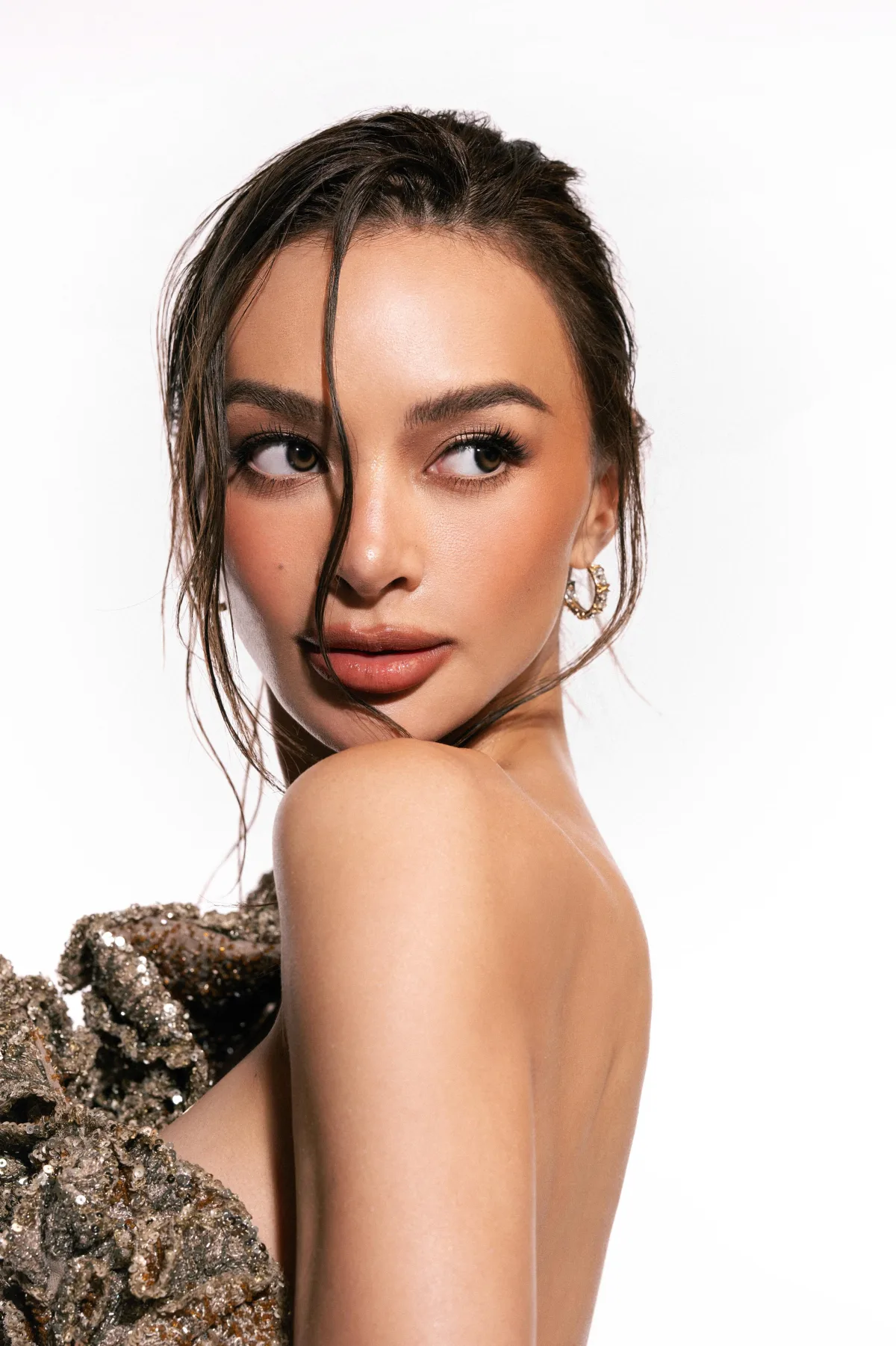 Beauty portrait of Kylie Verzosa in a sequinned top
